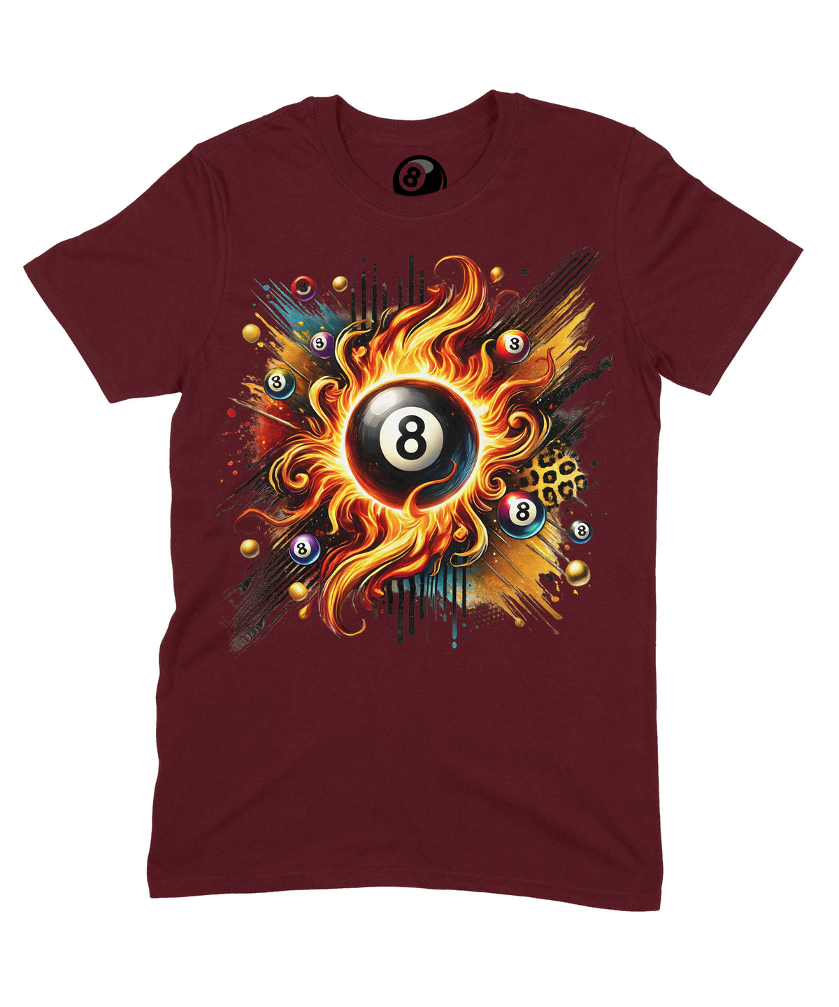 8 Ball Flame Burst Graphic T‑Shirt - 100% Cotton Unisex product image 1