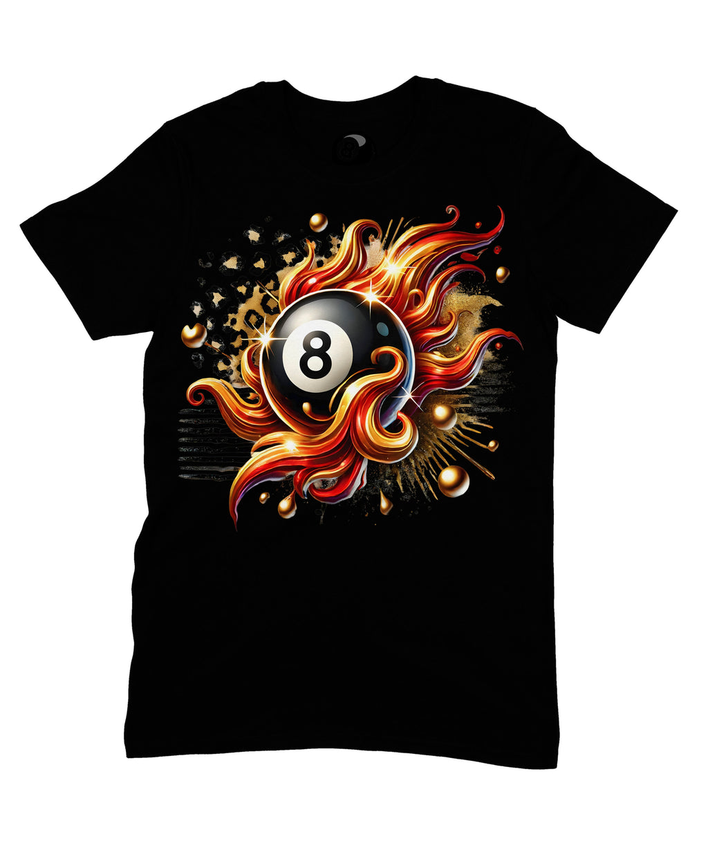 8 Ball In Flames Graphic T‑Shirt – 100% Cotton Unisex Pool product image 2