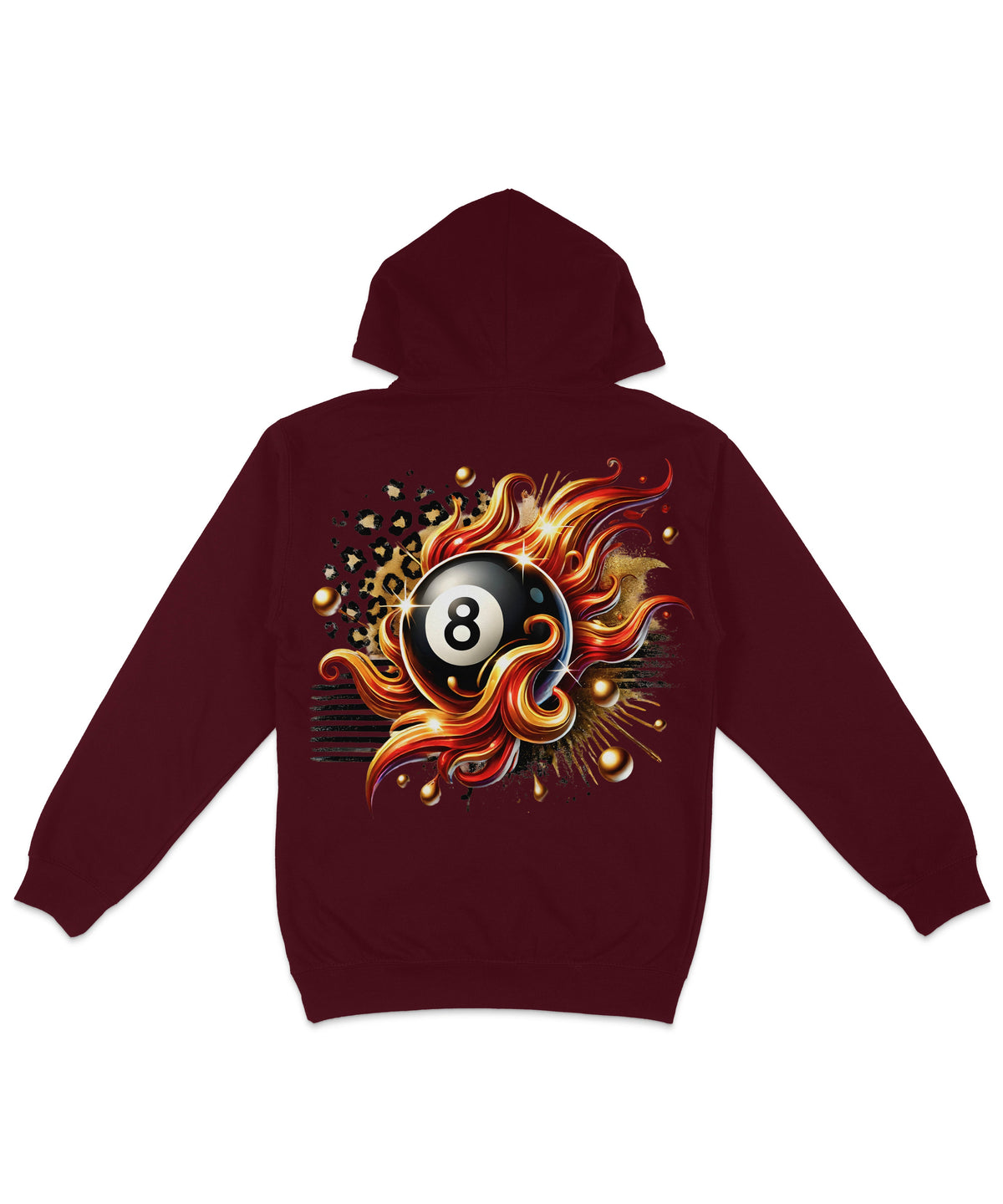 8 Ball In Flames Back Printed Hoodie product image 2