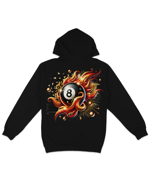 8 Ball In Flames Back Printed Hoodie product image 1