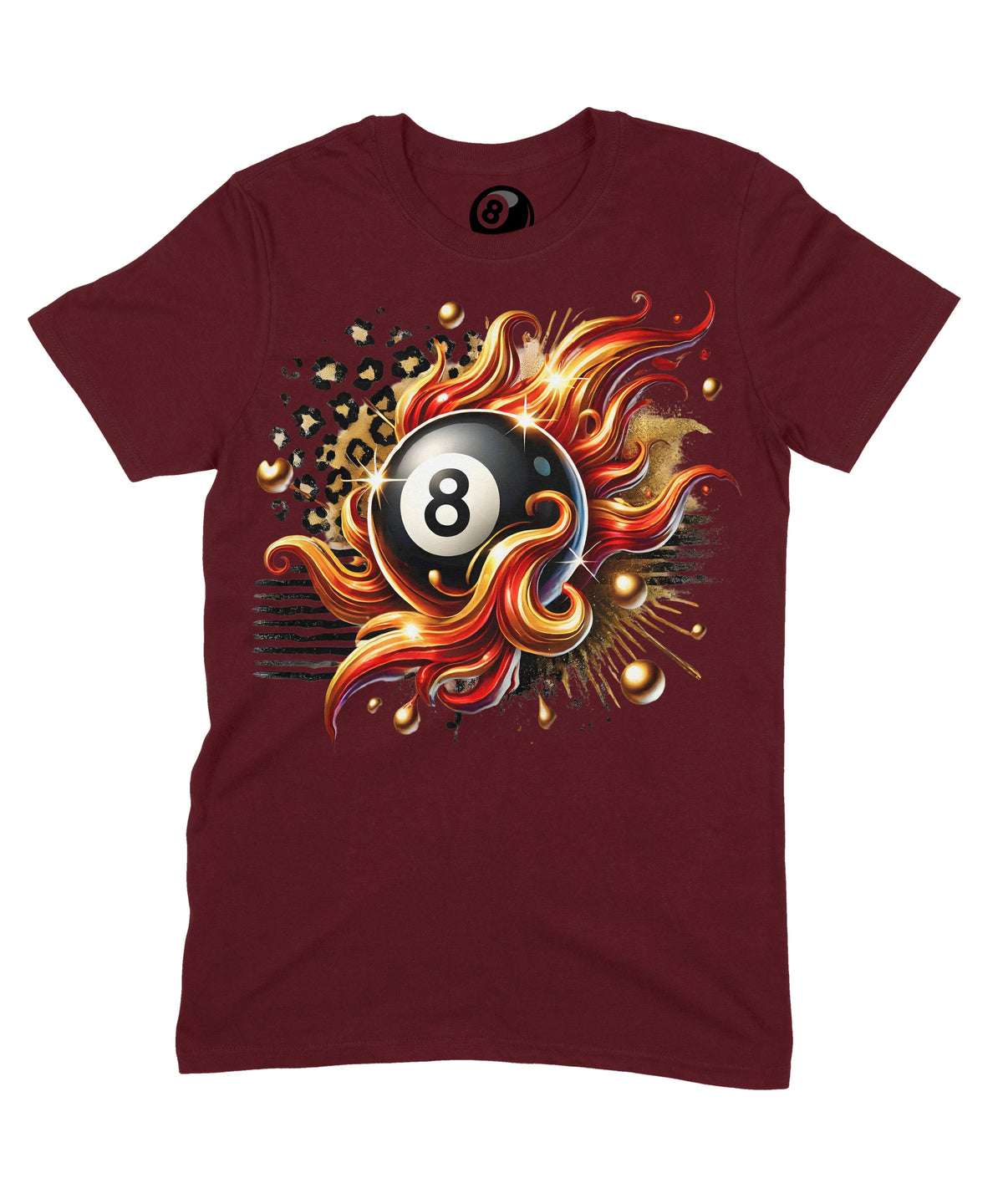 8 Ball In Flames Graphic T‑Shirt – 100% Cotton Unisex Pool product image 3