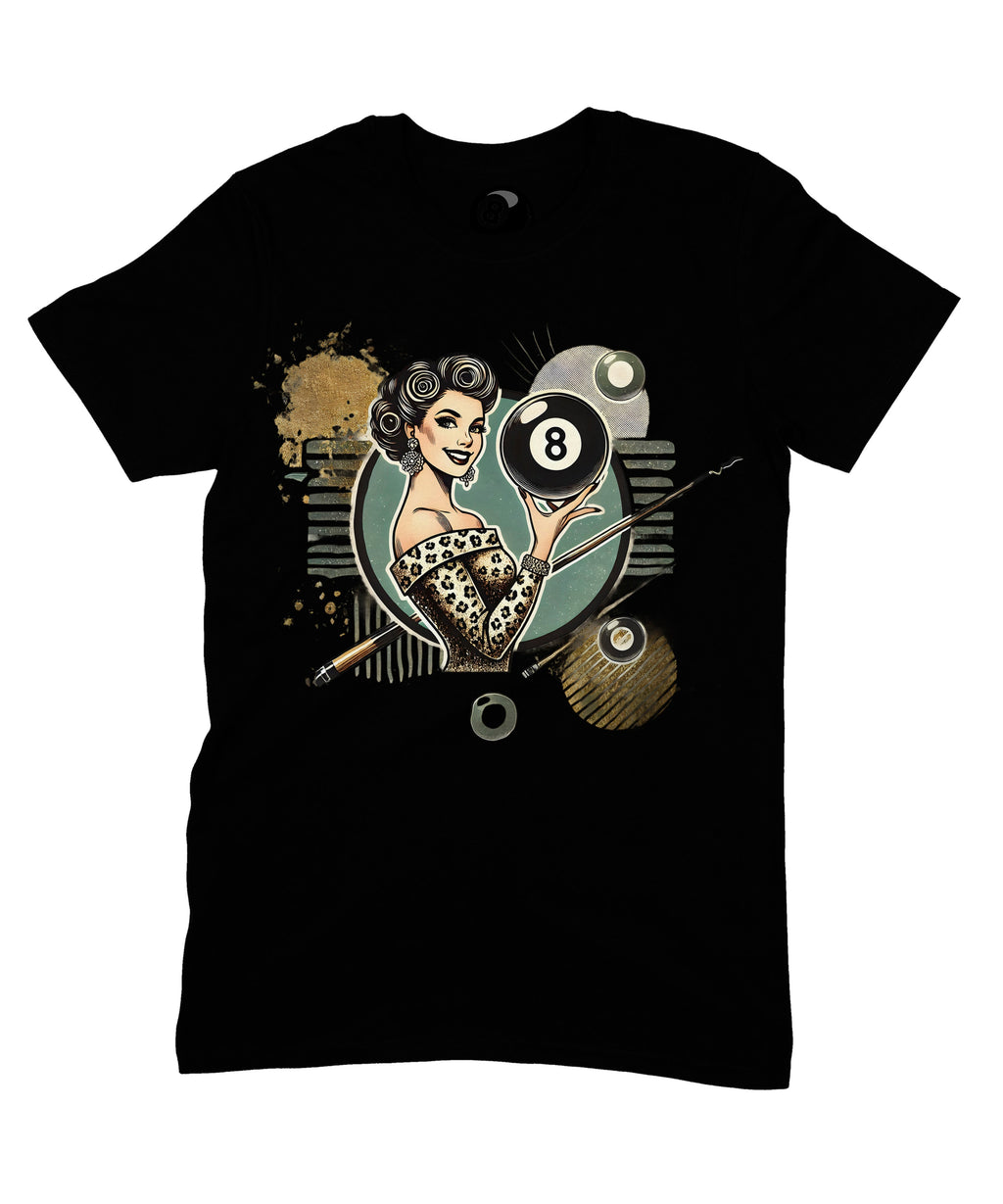 8 Ball Pin-Up Graphic T‑Shirt – Retro Billiards Unisex Tee product image 2