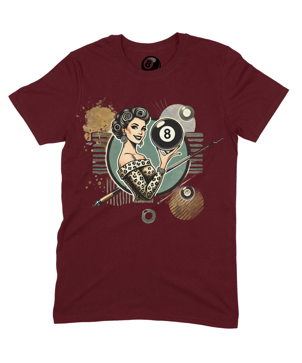 8 Ball Pin-Up Graphic T‑Shirt – Retro Billiards Unisex Tee product image 3