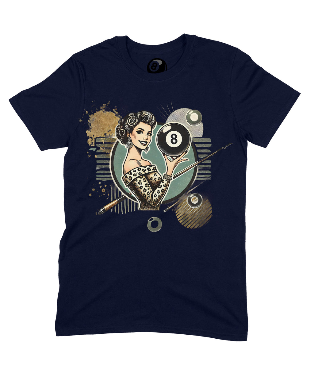 8 Ball Pin-Up Graphic T‑Shirt – Retro Billiards Unisex Tee product image 4