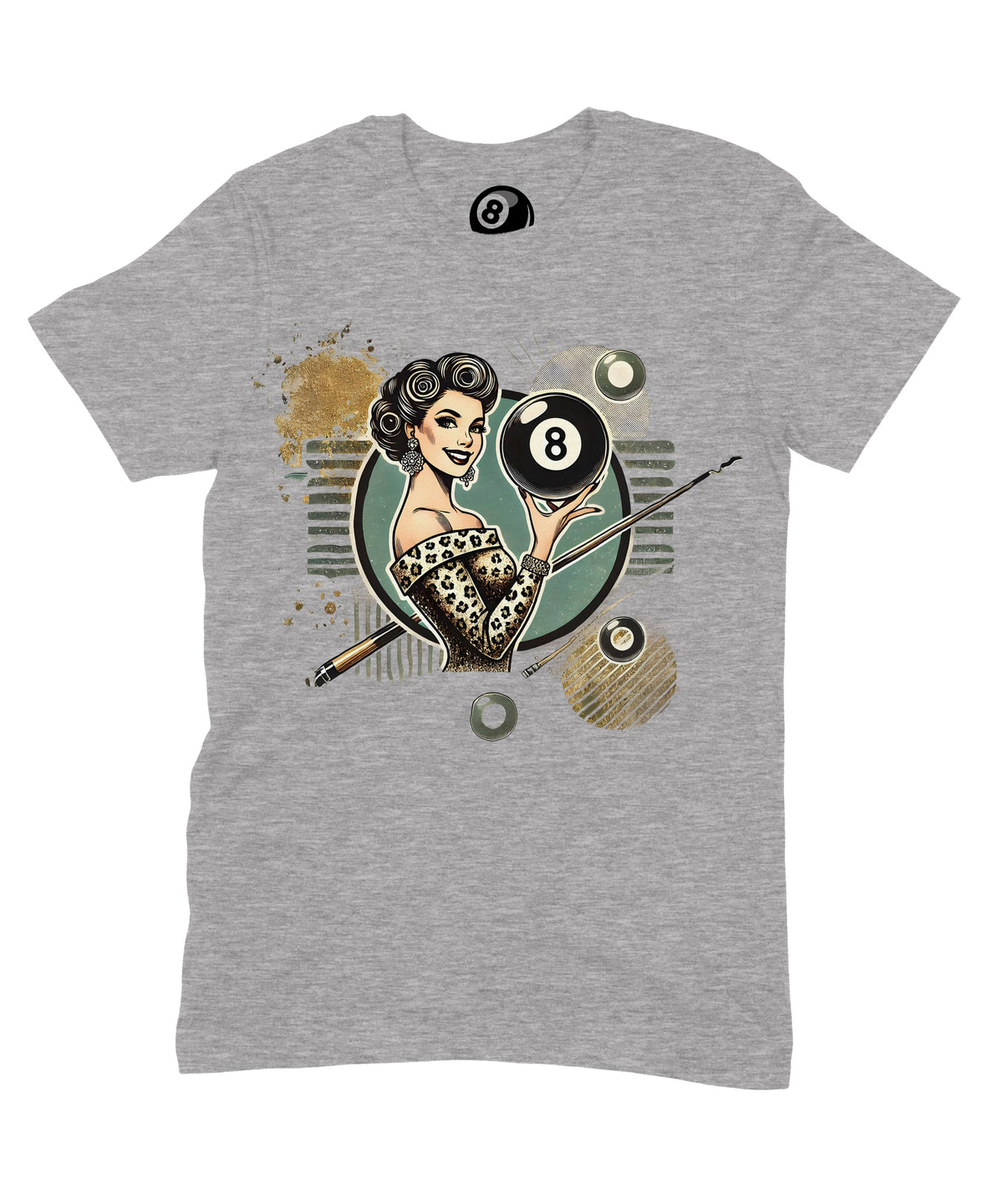 8 Ball Pin-Up Graphic T‑Shirt – Retro Billiards Unisex Tee product image 5