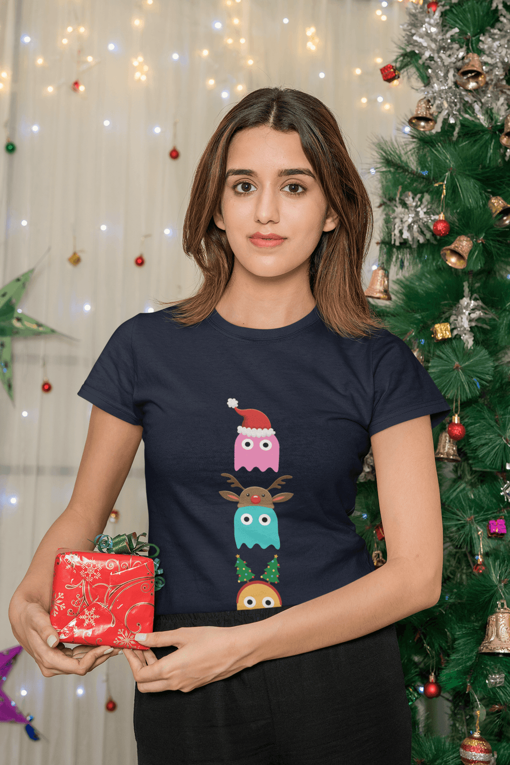 Christmas Ghost Munching Womens T-Shirt product image 5