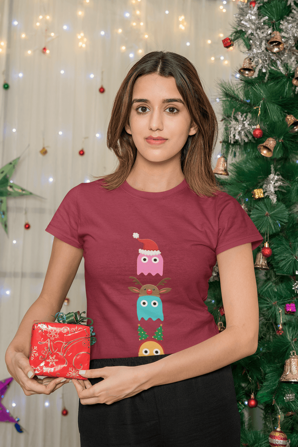 Christmas Ghost Munching Womens T-Shirt product image 1