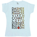 Christmas Reindeer Names Fitted Womens T-Shirt product image 1