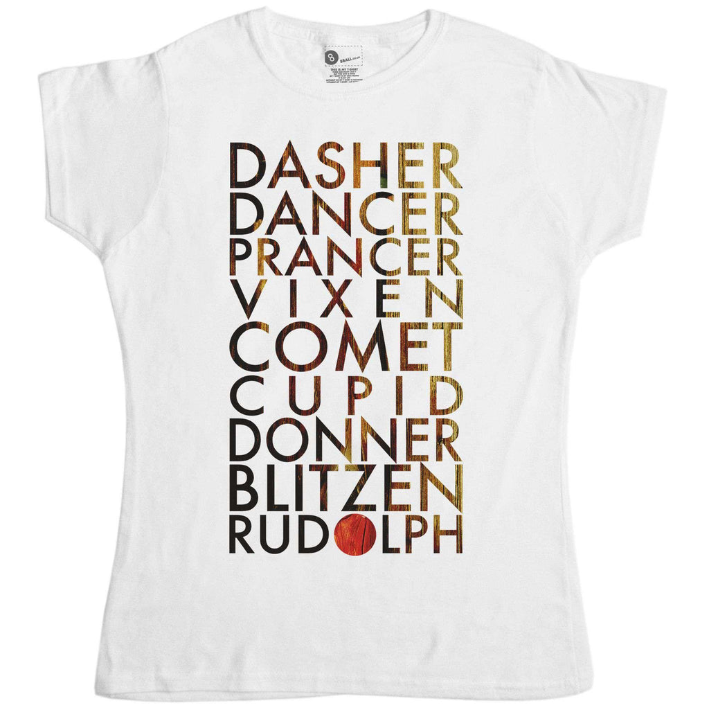 Christmas Reindeer Names Fitted Womens T-Shirt product image 2
