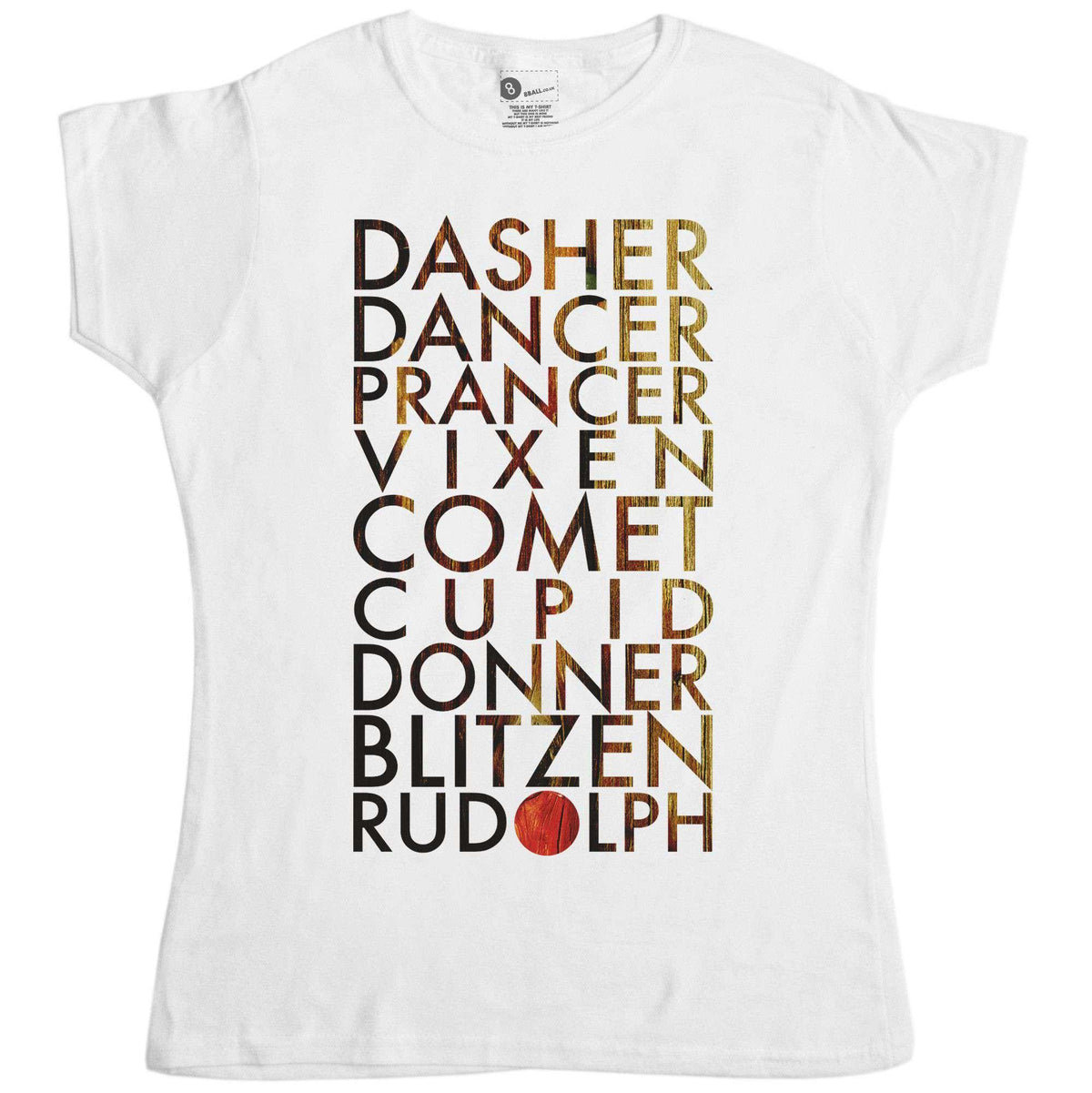 Christmas Reindeer Names Fitted Womens T-Shirt product image 2