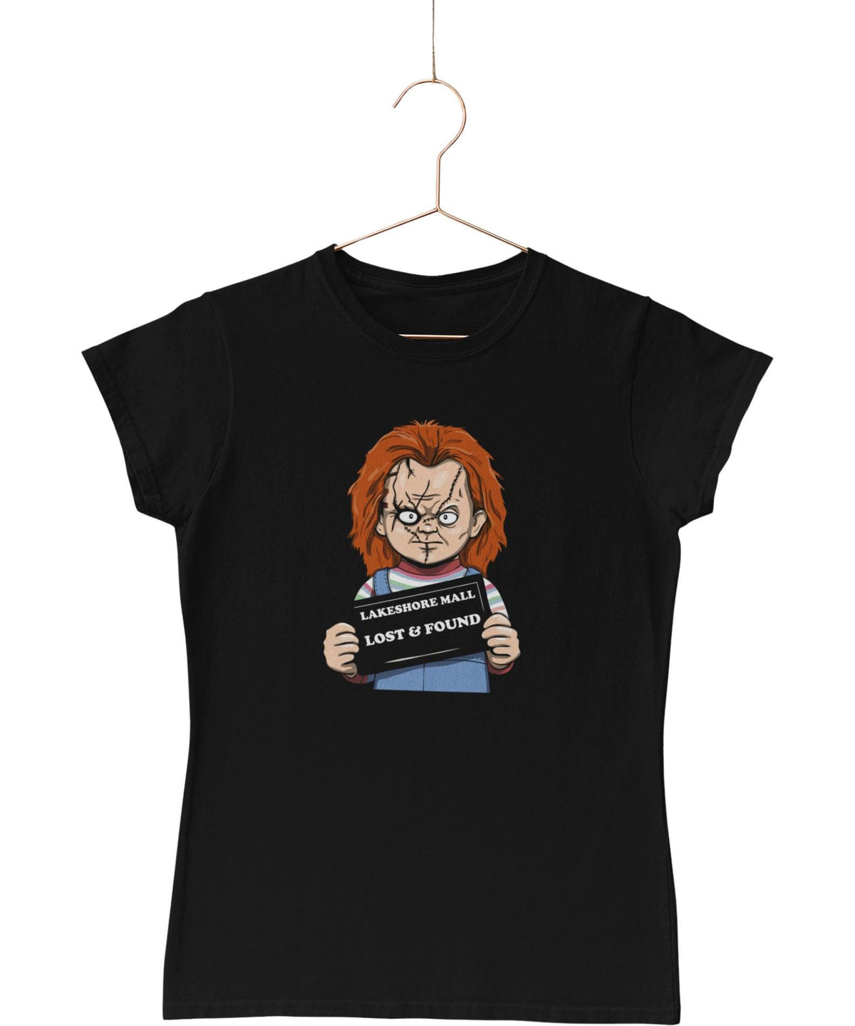 Chucky Mugshot Horror Film Tribute Fitted Womens T-Shirt product image 4