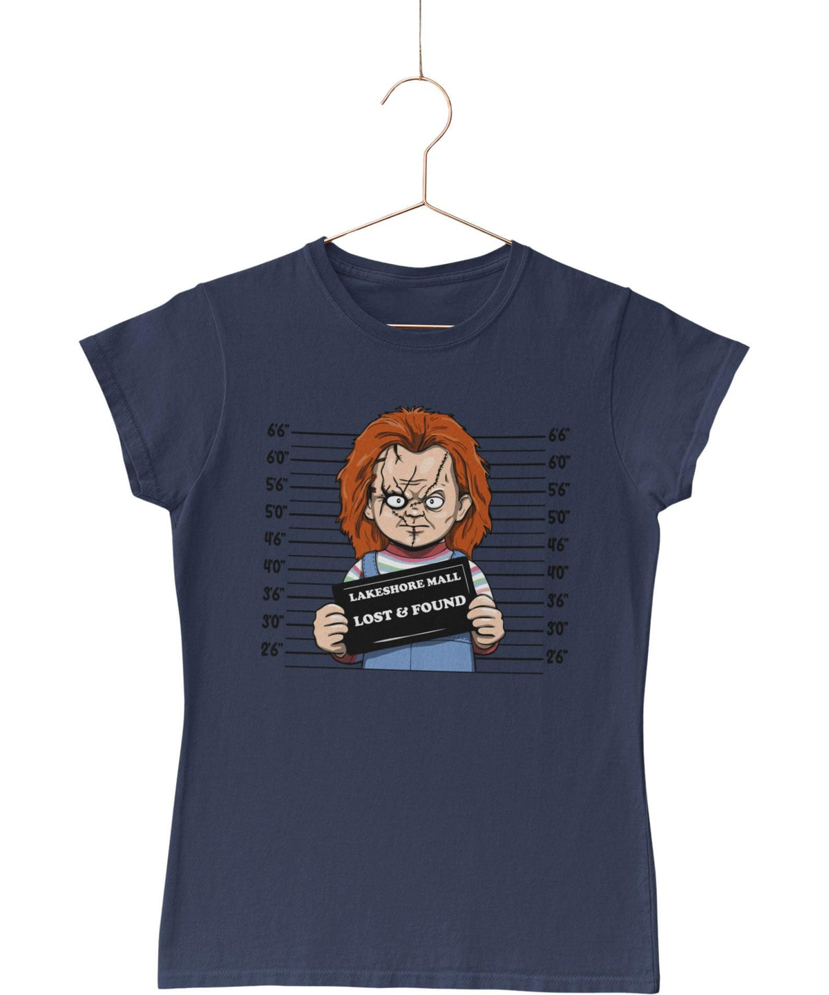 Chucky Mugshot Horror Film Tribute Fitted Womens T-Shirt product image 2