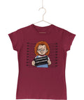 Chucky Mugshot Horror Film Tribute Fitted Womens T-Shirt product image 1