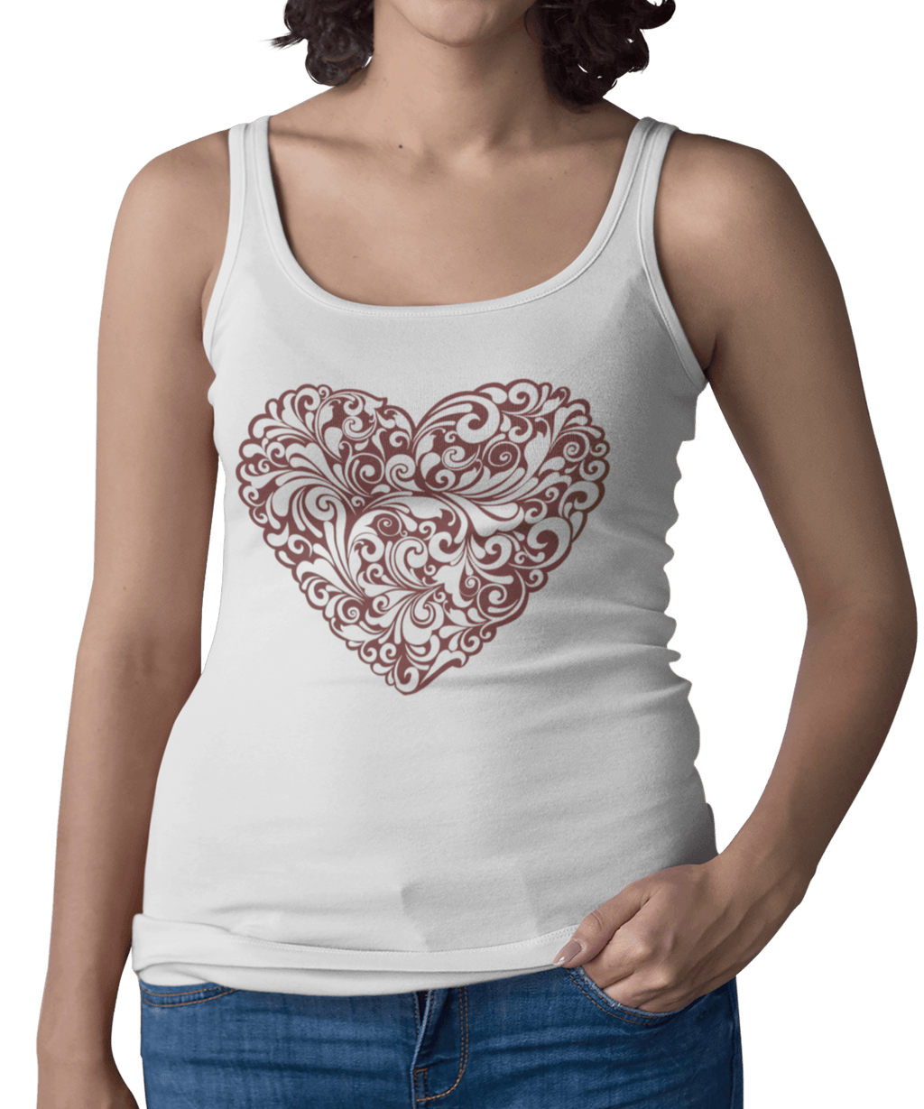 Decorative Heart Tattoo Design Adult Womens Vest Top