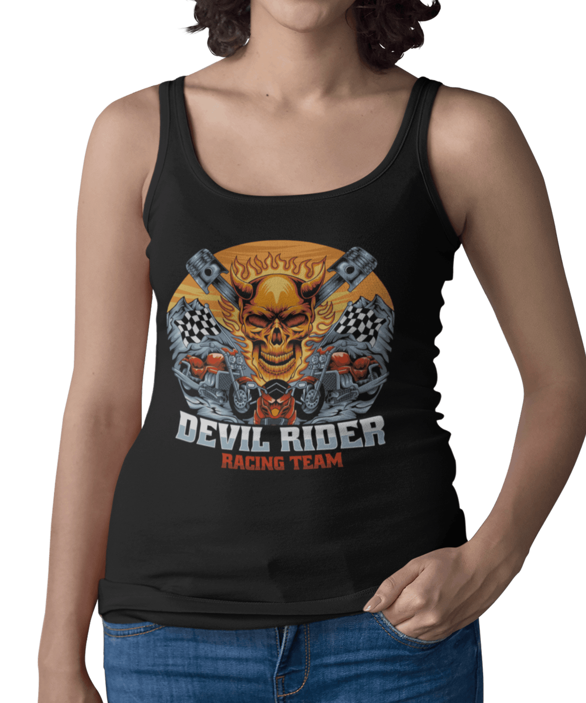 Devil Rider Tattoo Design Adult Womens Vest Top
