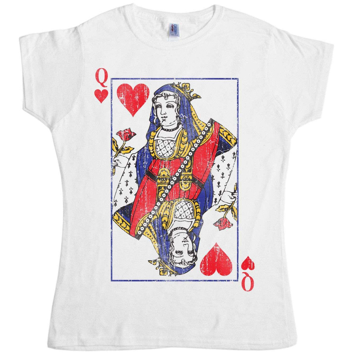 Distressed Queen Of Hearts Womens Style T-Shirt product image 1