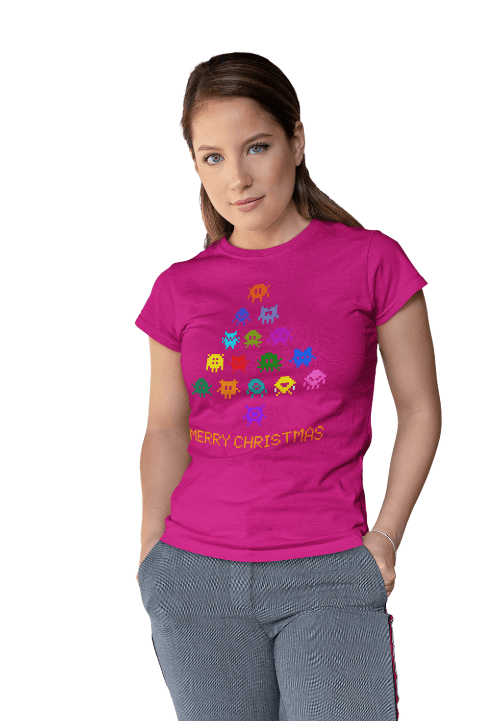 Invaders Christmas Tree Womens T-Shirt product image 3