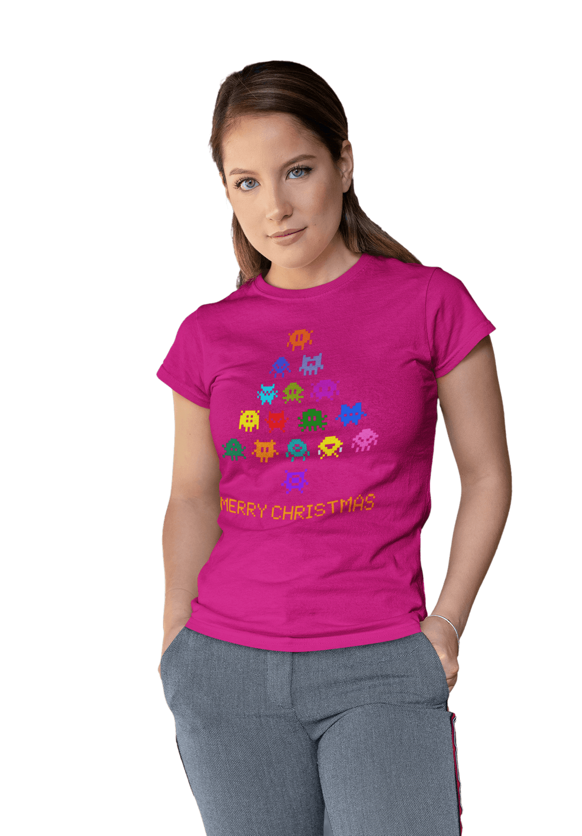 Invaders Christmas Tree Womens T-Shirt product image 3
