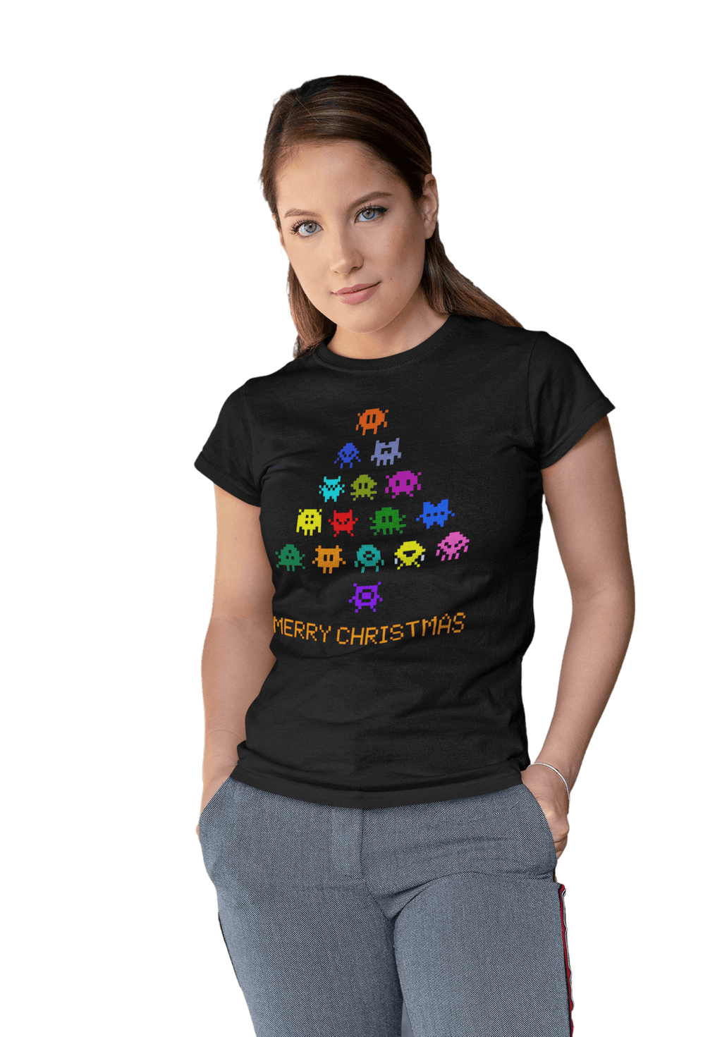 Invaders Christmas Tree Womens T-Shirt product image 7