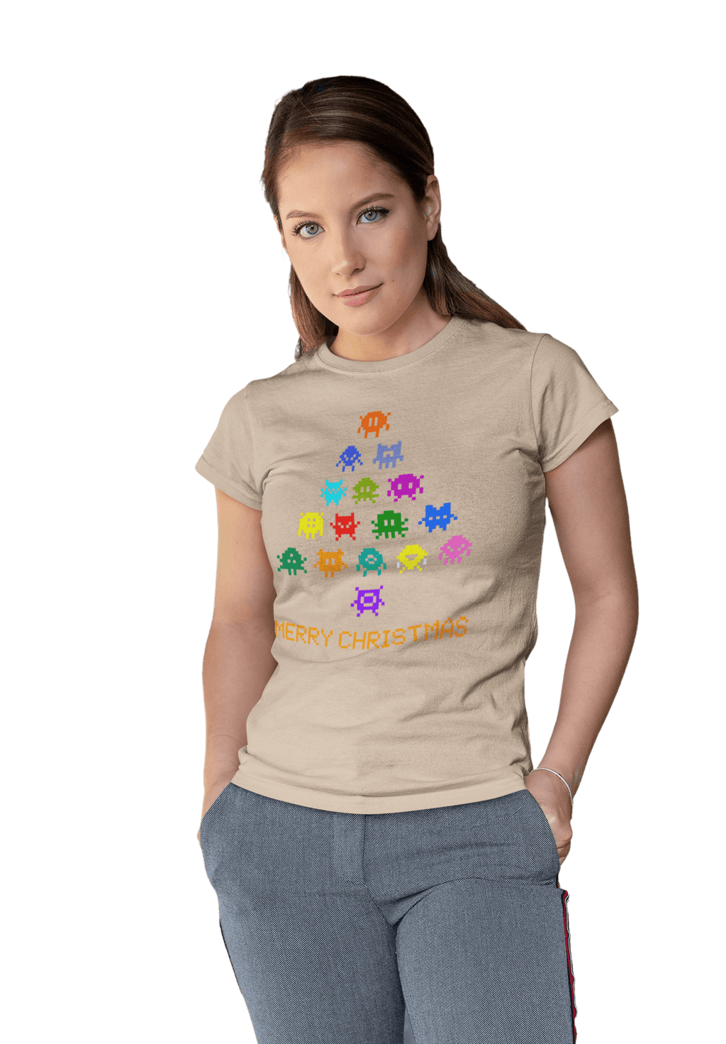 Invaders Christmas Tree Womens T-Shirt product image 5