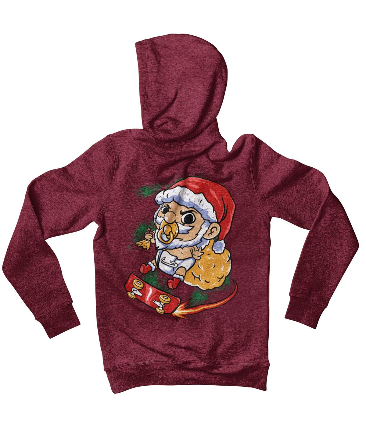 Skateboarding Baby Santa Back Printed Christmas Hoodie product image 2