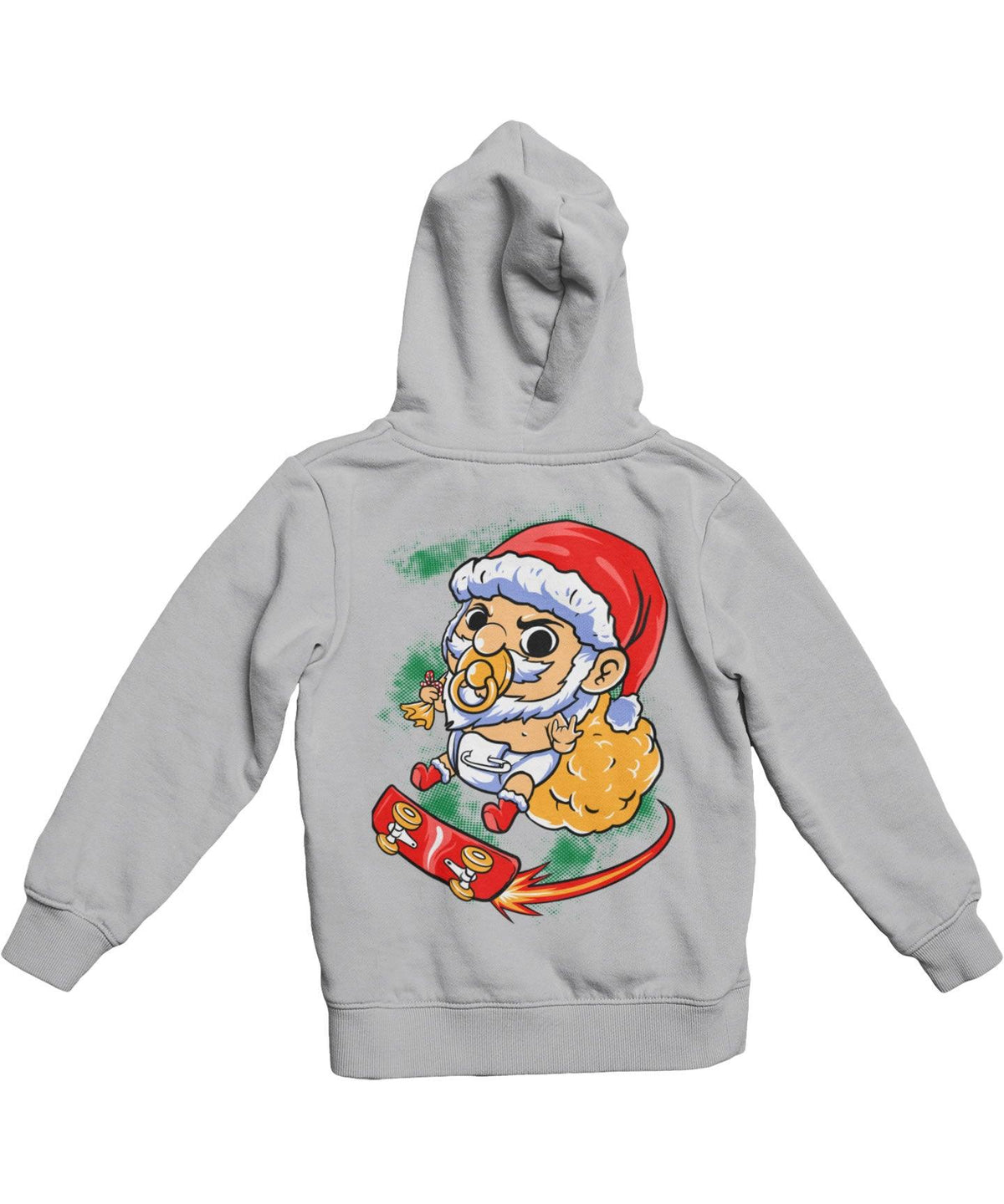 Skateboarding Baby Santa Back Printed Christmas Hoodie product image 3