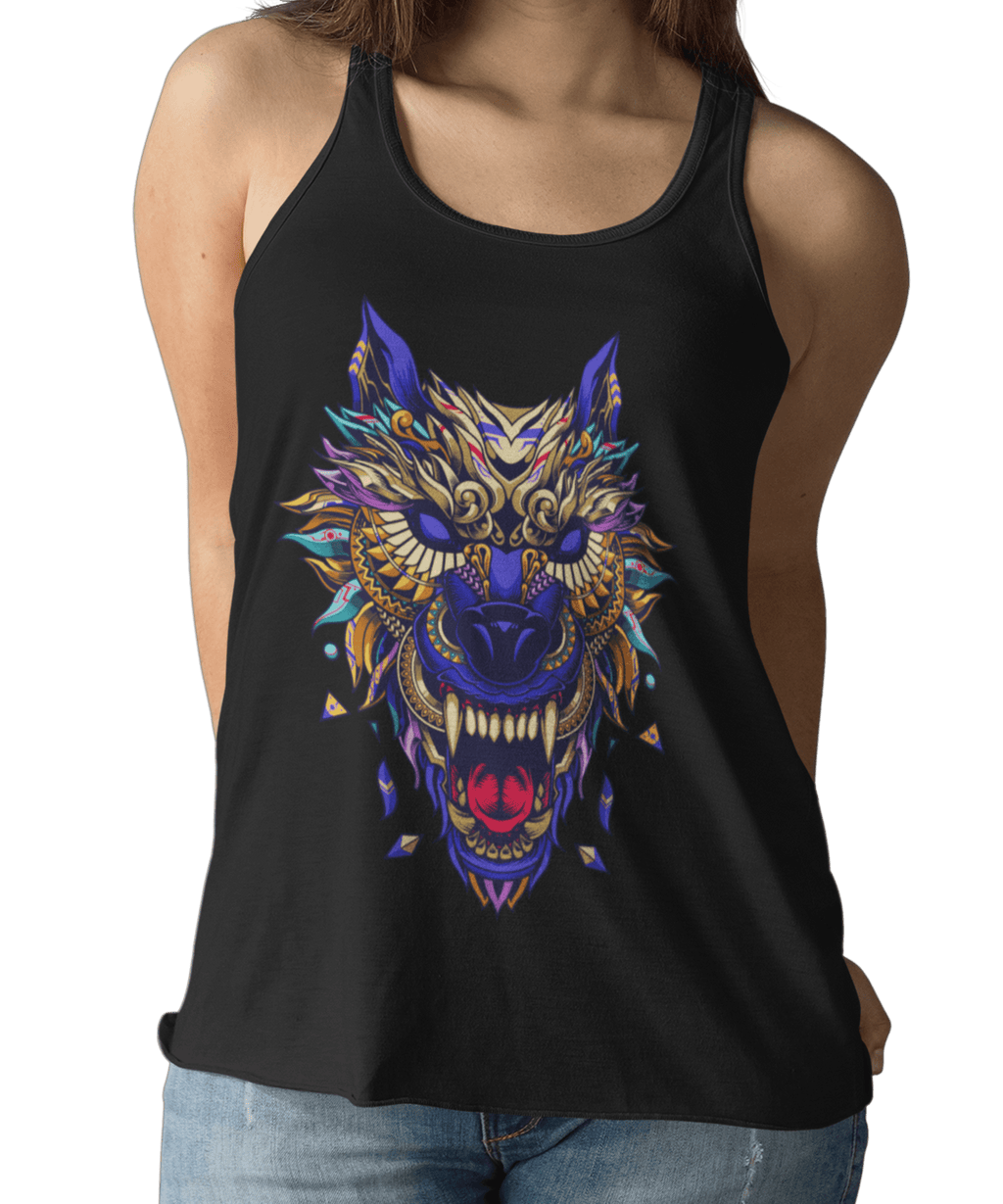 Wolf Head Tattoo Design Adult Womens Vest Top