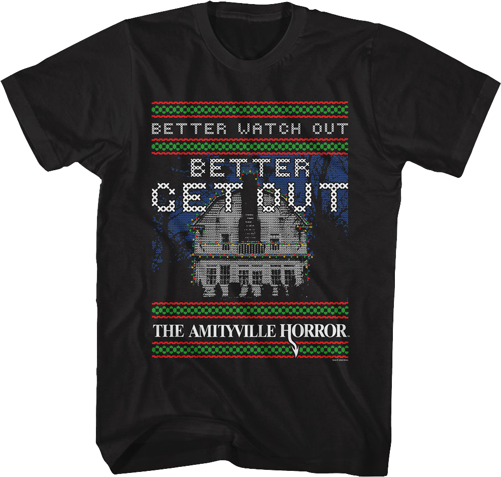 Better Watch Out Faux Ugly Christmas Sweater Amityville product image 1