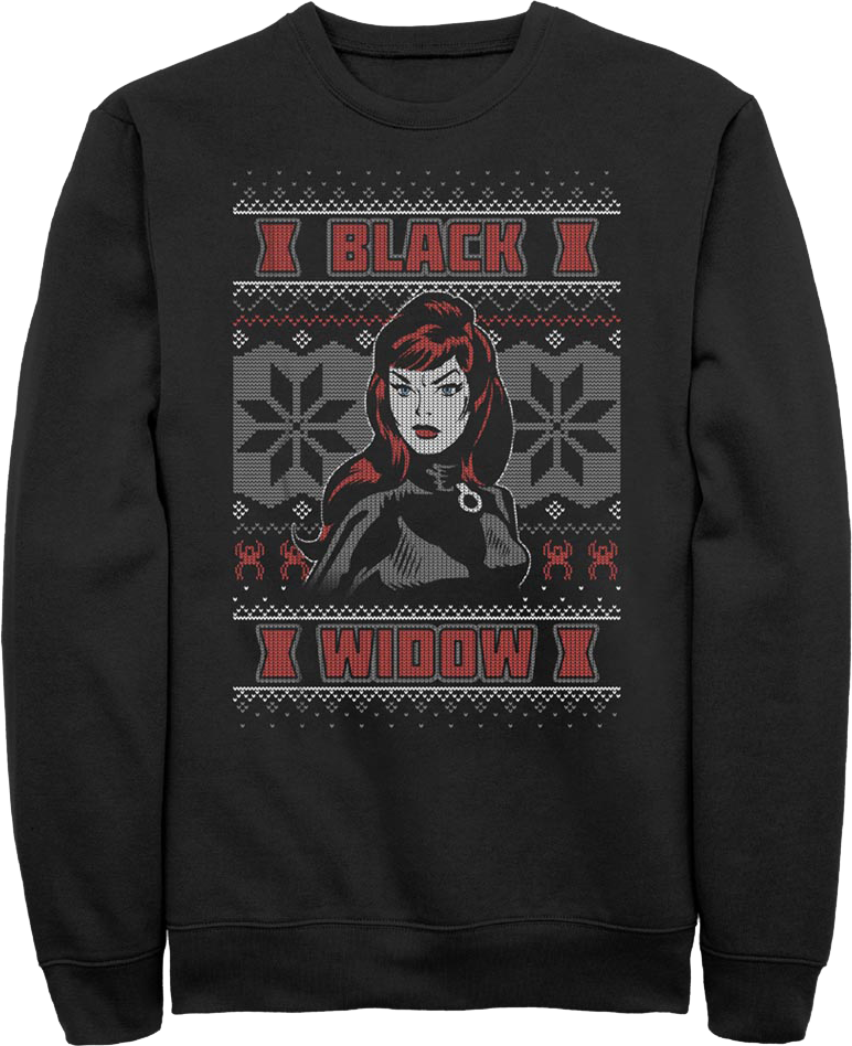 Black Widow Faux Ugly Christmas Sweater Marvel Comics product image 1