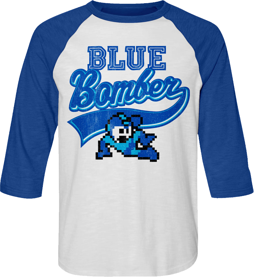 Blue Bomber Sports Logo Mega Man Raglan Baseball Shirt product image 1