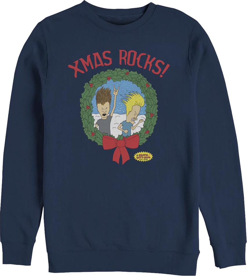 Blue Xmas Rocks Beavis And Butt-Head Sweatshirt product image 1