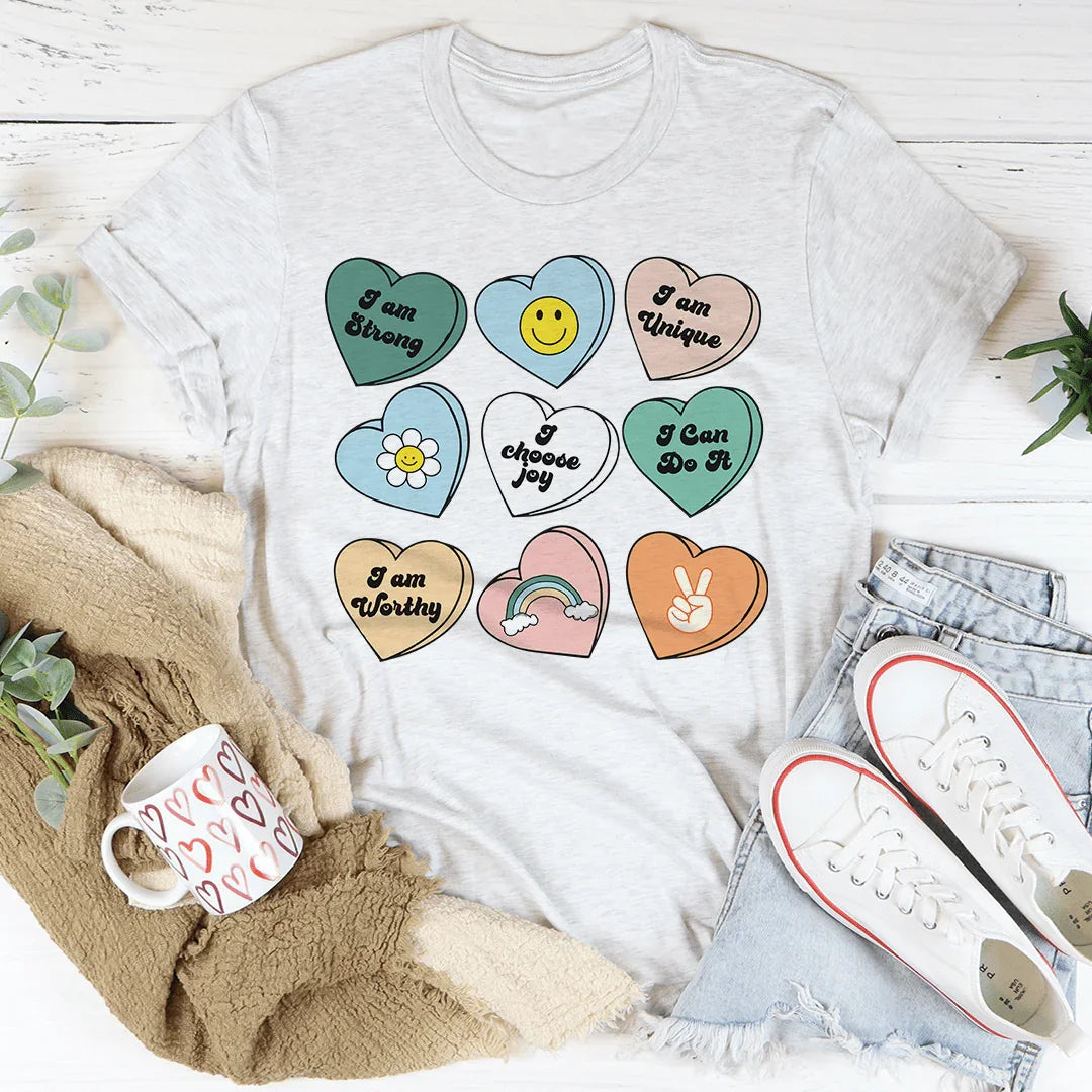 Candy Hearts Positivity Affirmations Tee product image 1