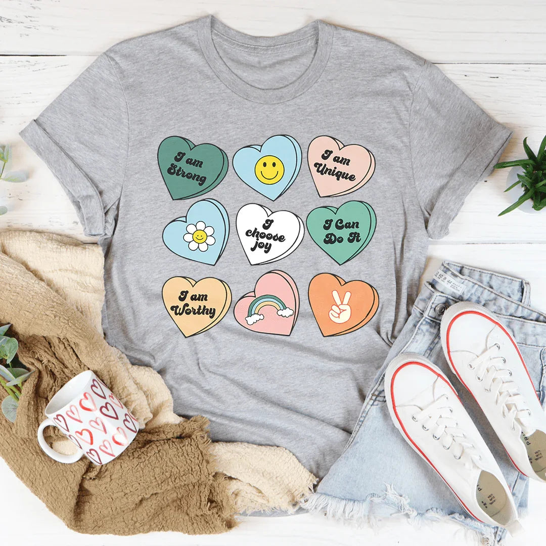 Candy Hearts Positivity Affirmations Tee product image 3
