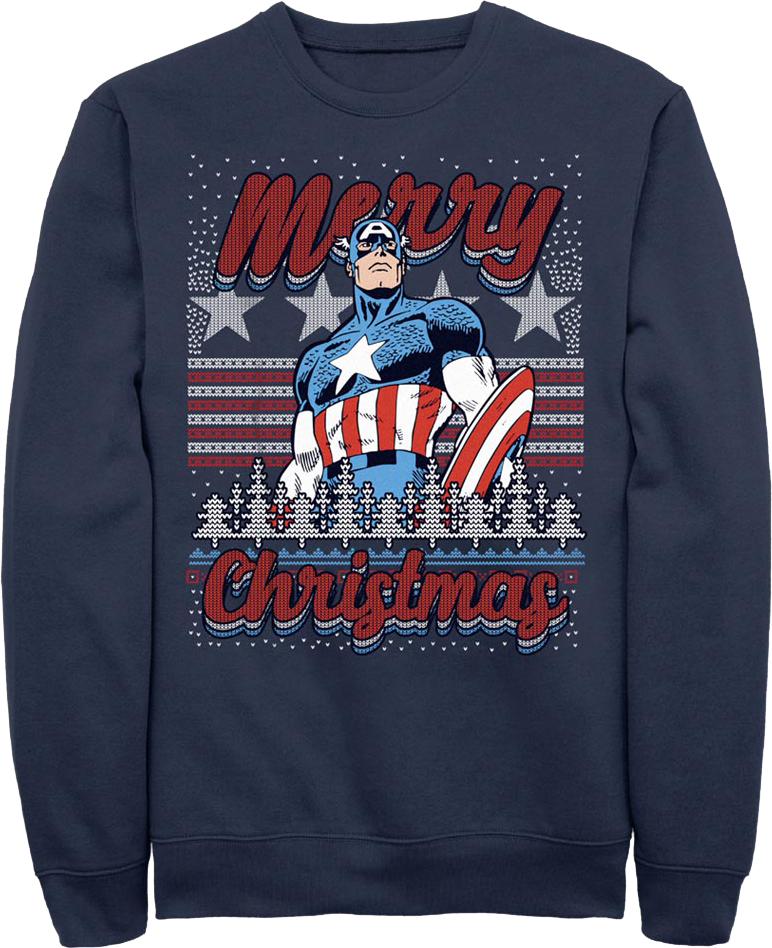 Captain America Merry Christmas Faux Ugly Sweater Marvel product image 1