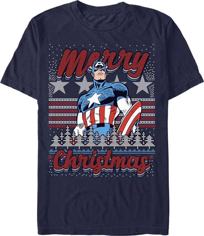 Captain America Merry Christmas Faux Ugly Sweater Marvel product image 1