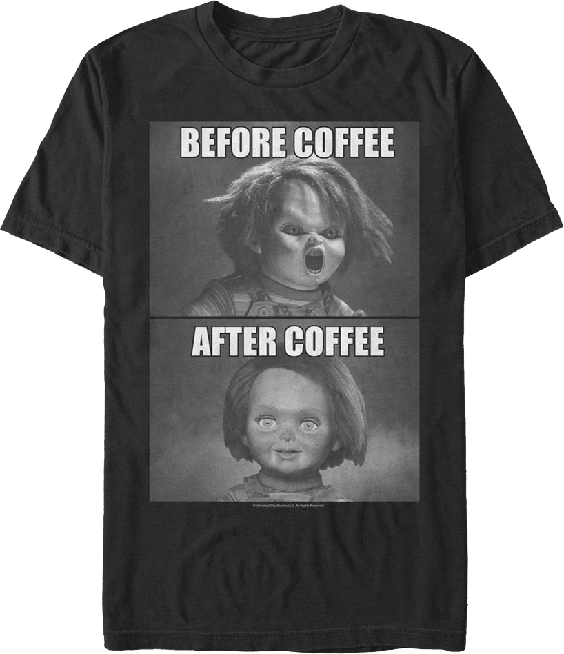 Chucky Before And After Coffee Child's Play T-Shirt product image 1