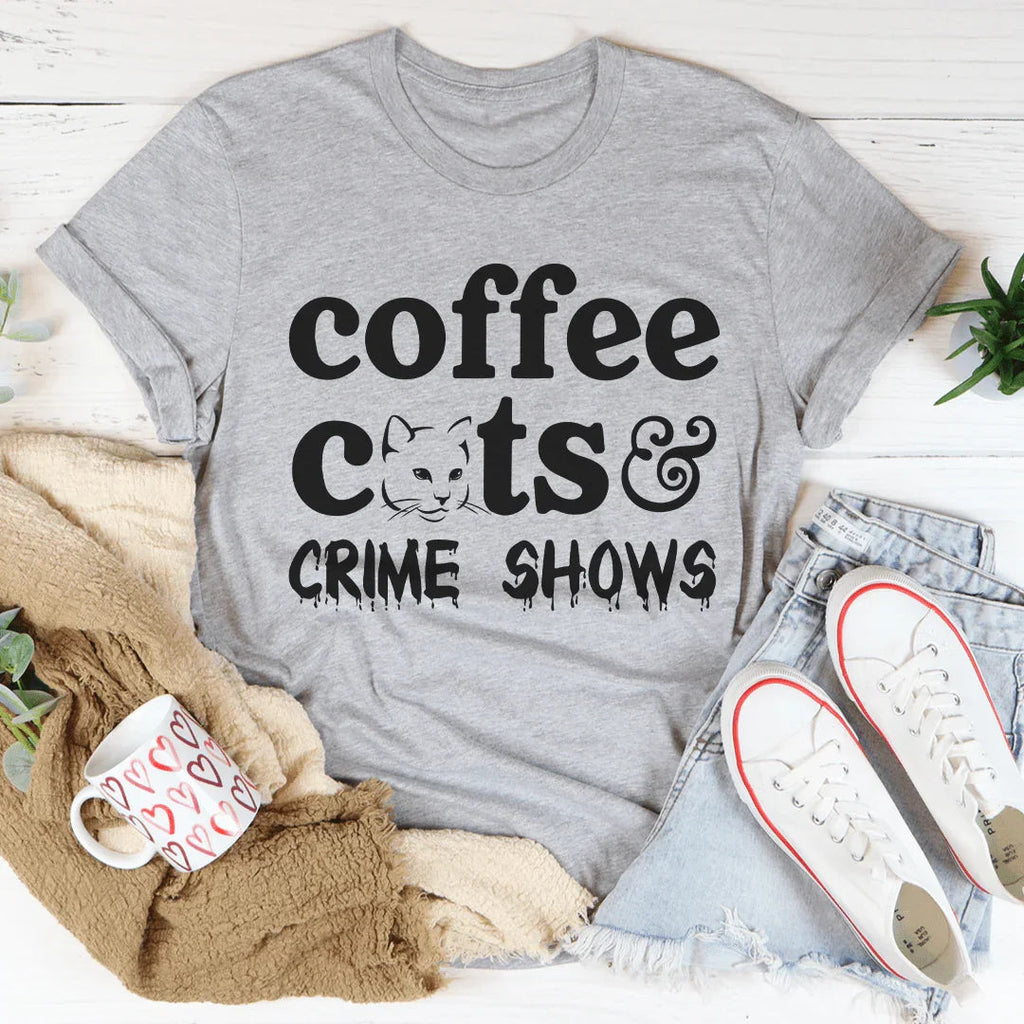 Coffee Cats & Crime Shows Tee product image 3