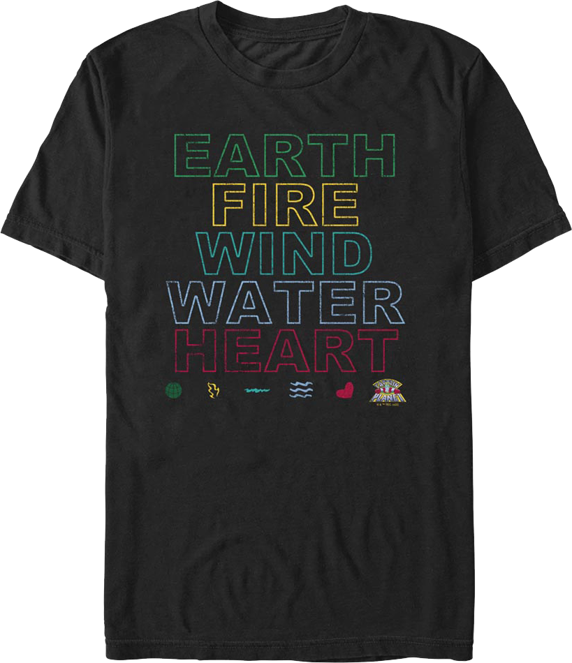 Earth Fire Wind Water Heart Captain Planet T-Shirt product image 1