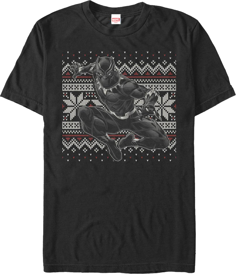 Faux Ugly Black Panther Christmas Sweater Marvel Comics product image 1
