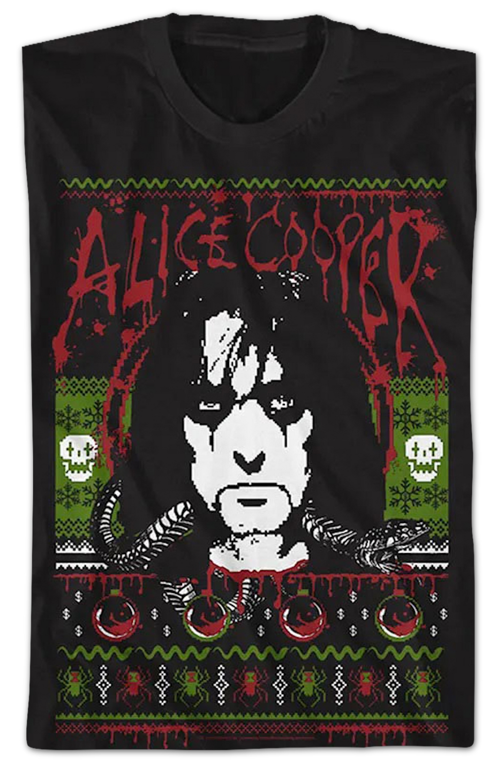 Faux Ugly Christmas Sweater Alice Cooper T-Shirt product image 2
