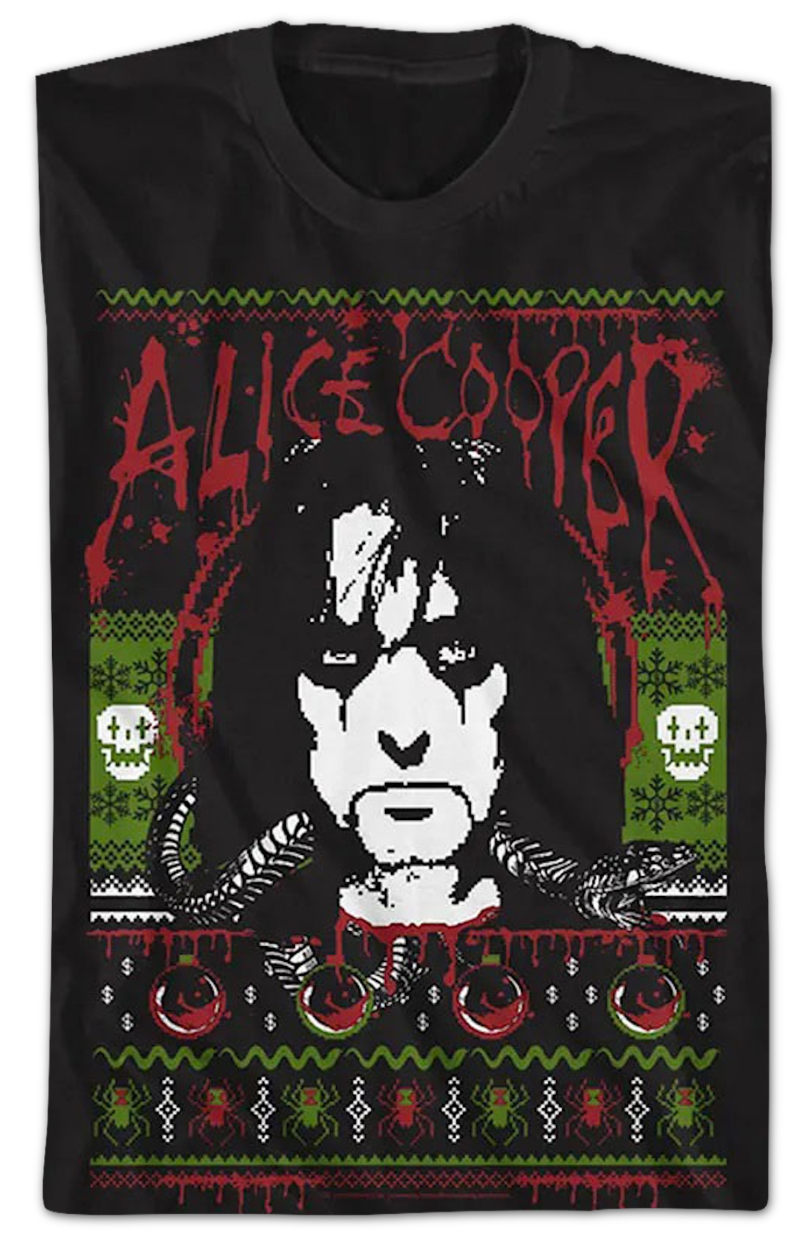 Faux Ugly Christmas Sweater Alice Cooper T-Shirt product image 2