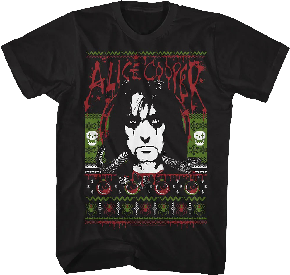 Faux Ugly Christmas Sweater Alice Cooper T-Shirt product image 1
