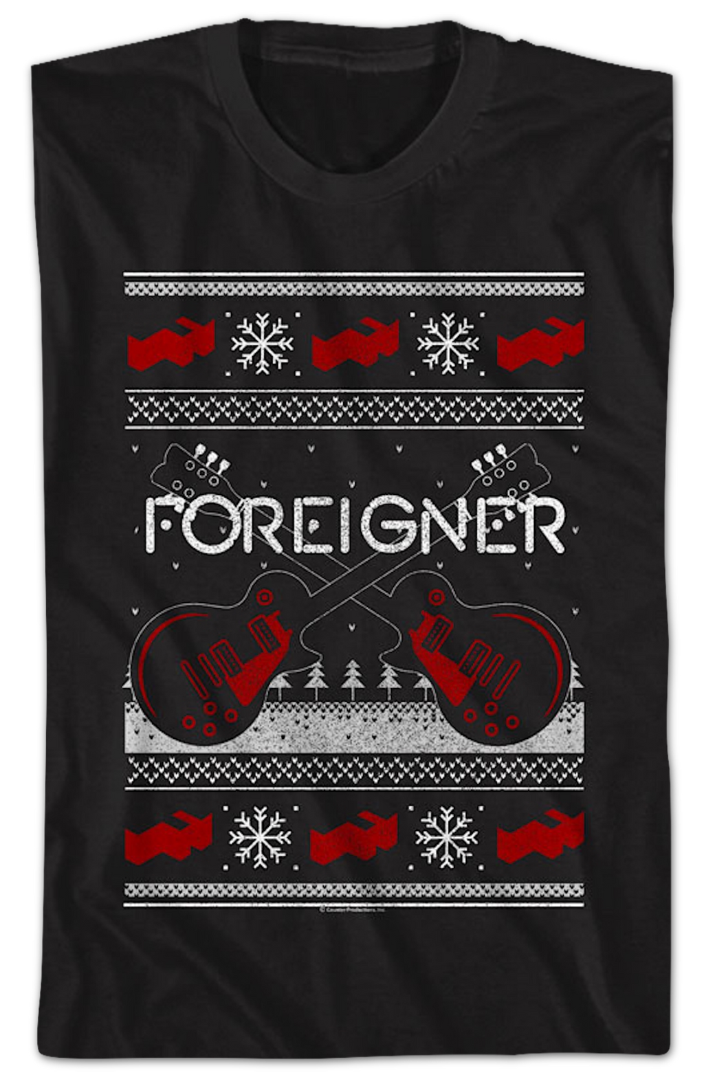 Guitars Faux Ugly Christmas Sweater Foreigner T-Shirt product image 2