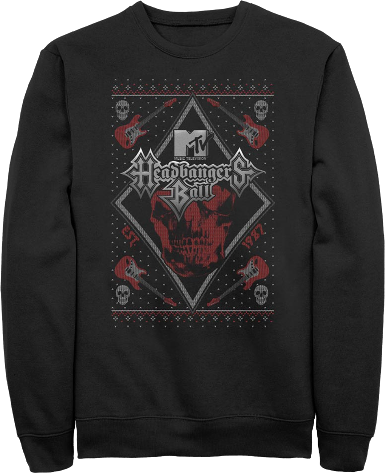 Headbangers Ball Faux Ugly Christmas Sweater MTV Sweatshirt product image 1
