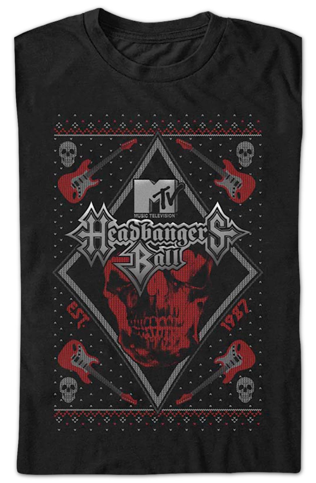 Headbangers Ball Faux Ugly Christmas Sweater MTV T-Shirt product image 2