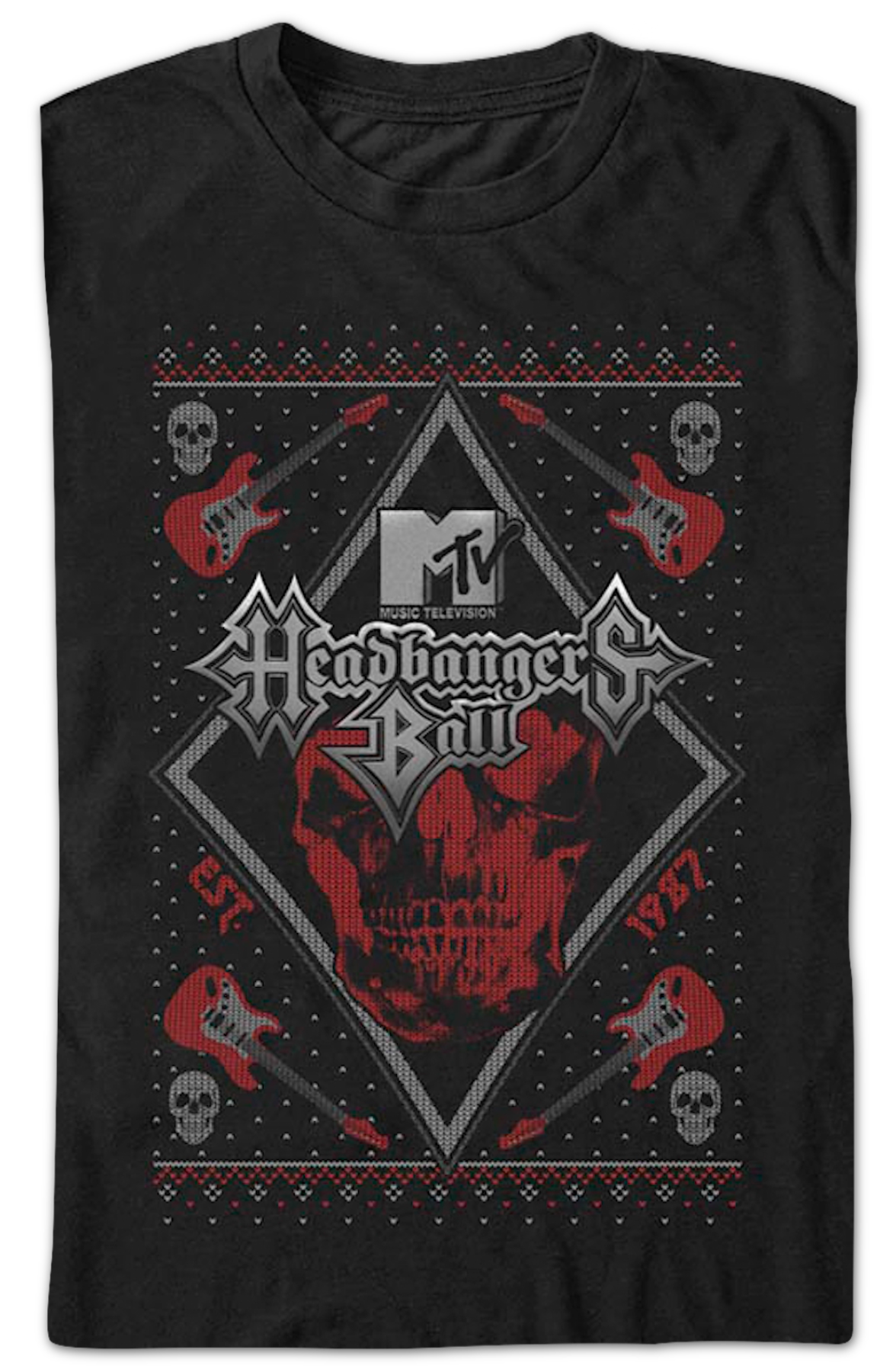 Headbangers Ball Faux Ugly Christmas Sweater MTV T-Shirt product image 2