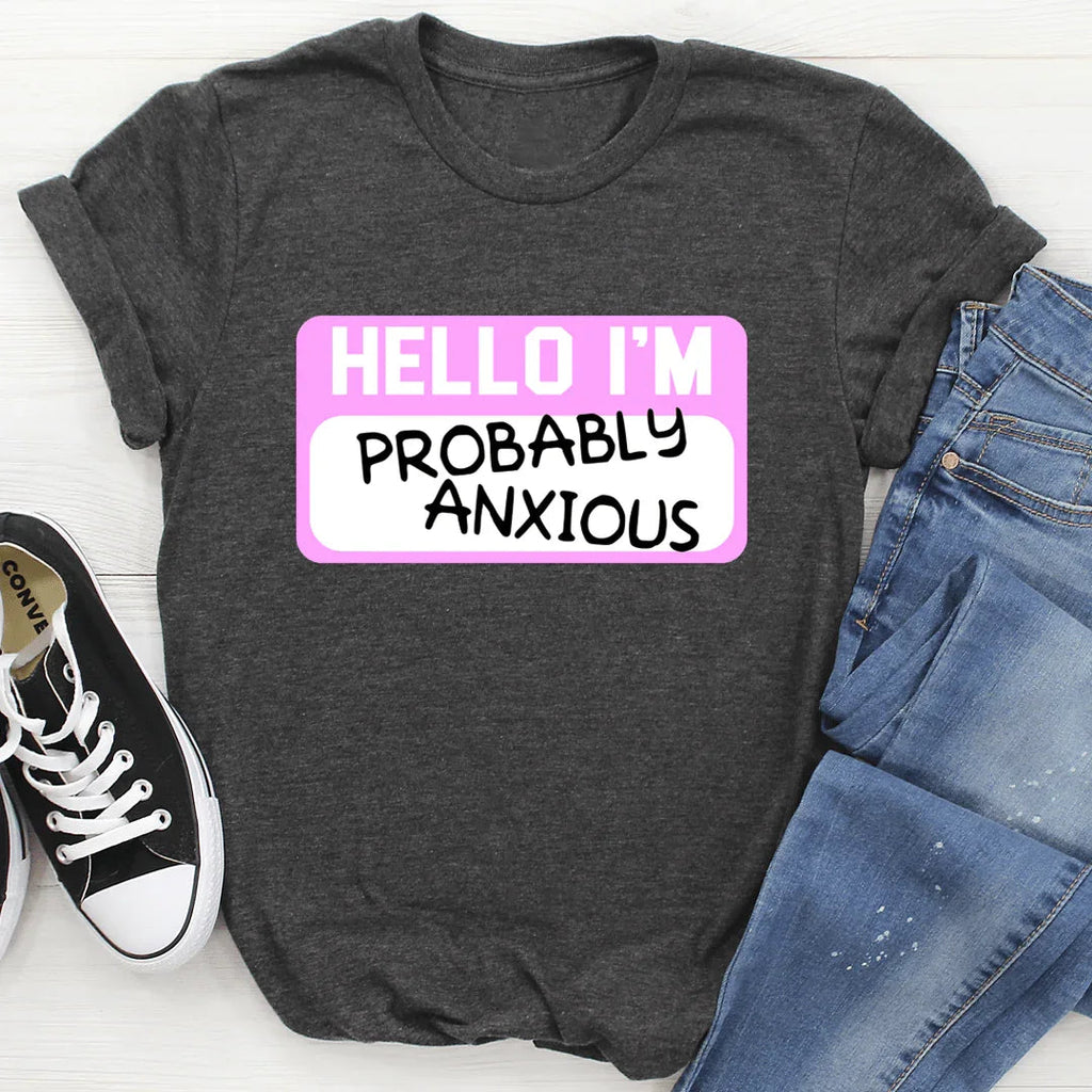 "Hello I'm Anxious" – Relatable Introvert Humor Graphic product image 2