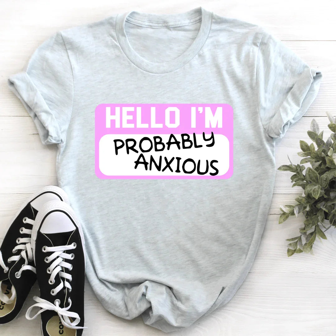 "Hello I'm Anxious" – Relatable Introvert Humor Graphic product image 1
