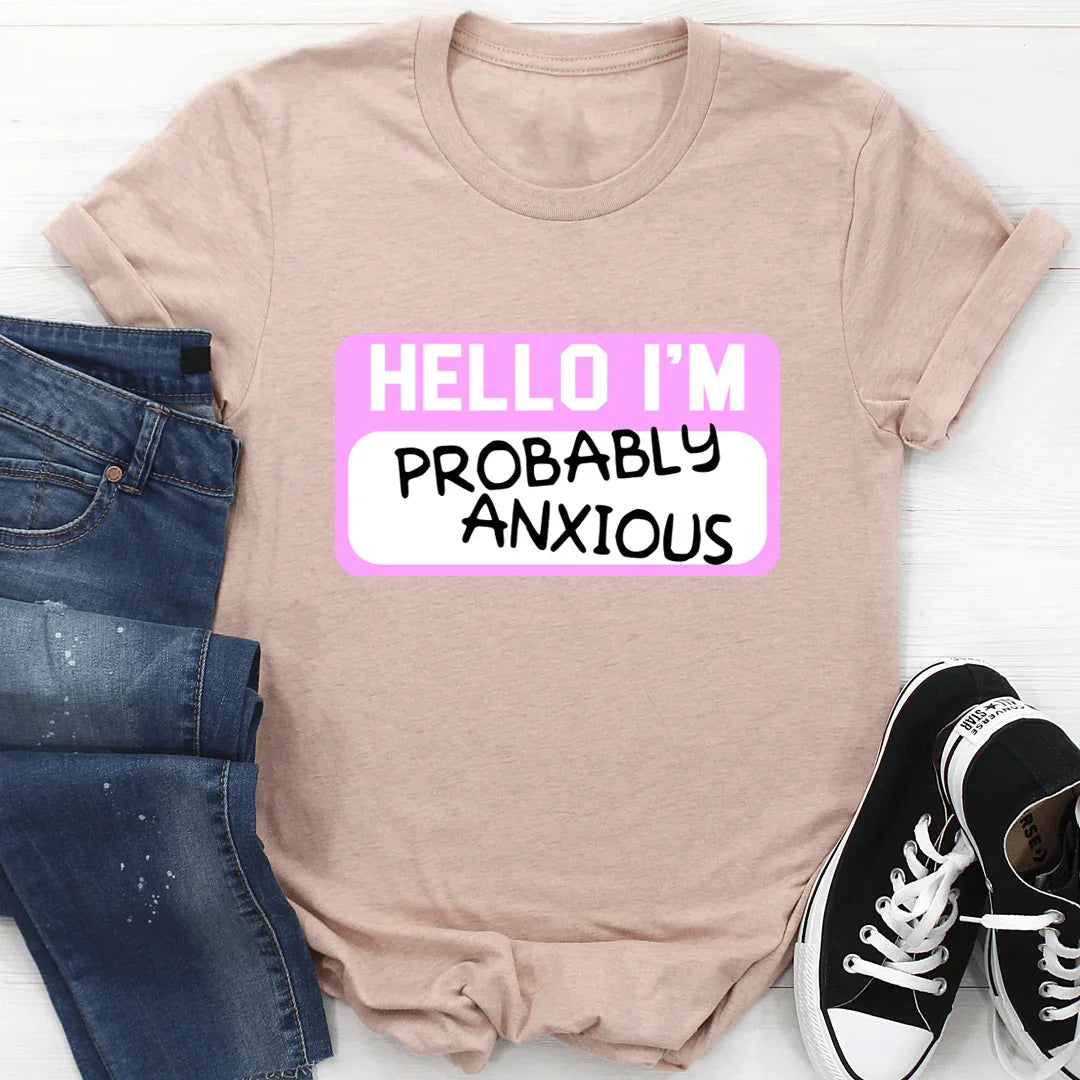 "Hello I'm Anxious" – Relatable Introvert Humor Graphic product image 4