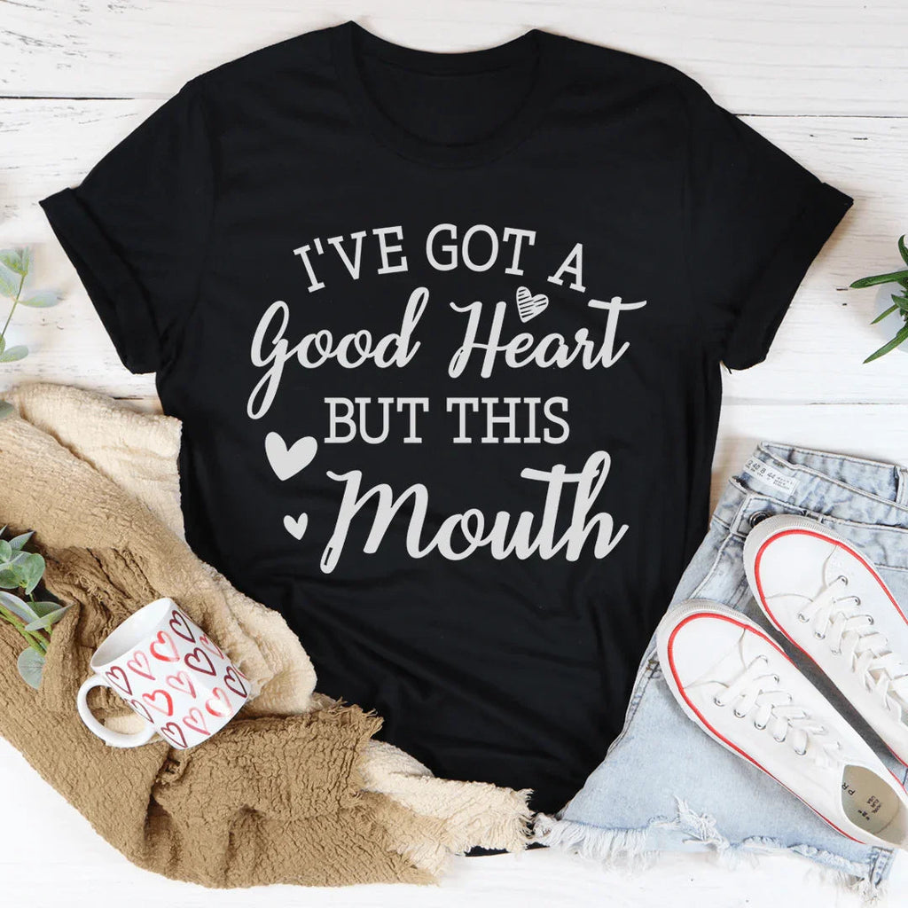 "I've Got a Good Heart But This Mouth" – Sassy Graphic Tee product image 2